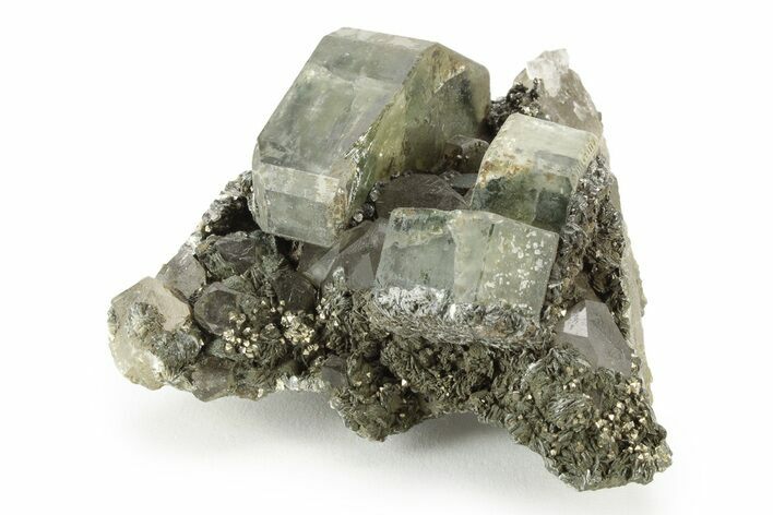 Fluorapatite and Muscovite on Quartz Crystals - Portugal #239756